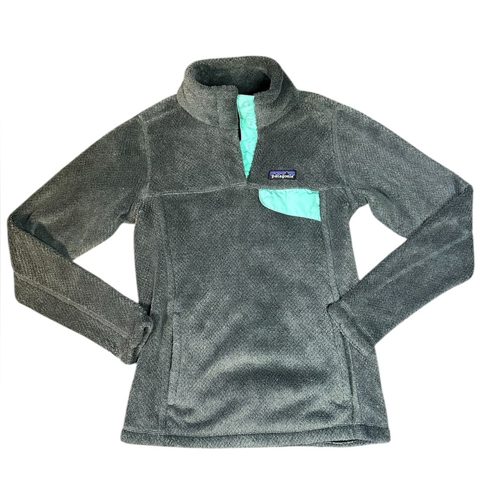 Patagonia Gray Fleece with Mint Detail XS
